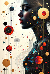 Abstract Expressionist Encaustic Painting of a Woman’s Side Profile - Generative AI