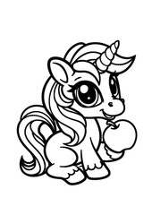 Cute unicorn with apple 