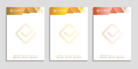 Professional clean business letterhead template design set to three color variation with color gradient for any business
