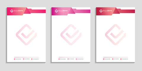 Professional clean business letterhead template design set to three color variation with color gradient for any business