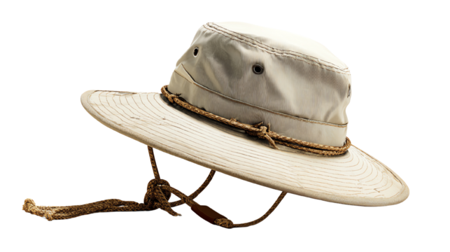 isolate transparent. Wide-brimmed hat for outdoor adventures. PNG Die-cut