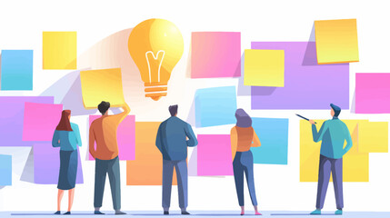 Fototapeta premium Team Brainstorming Innovative Ideas Sticky Note Collaboration