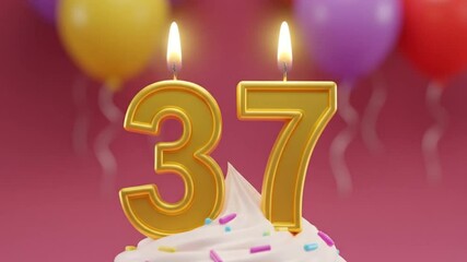 Birthday cupcake with thirty seven candles - Powered by Adobe
