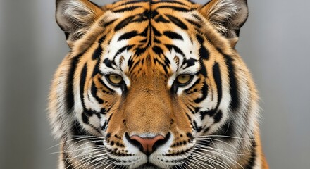 Fototapeta premium Majestic Tiger's Intense Gaze: Close-Up Portrait with Striking Details