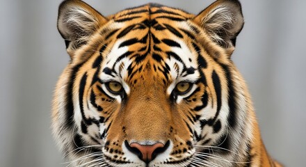 Fototapeta premium Majestic Tiger's Intense Gaze: Close-Up Portrait with Striking Details