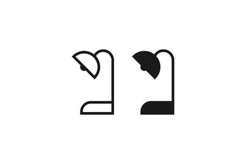 table lamp icon line and flat