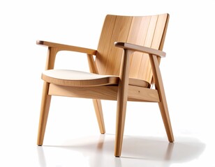 isolated wooden chair on white background