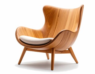 Stylish wooden chair with isolated white background