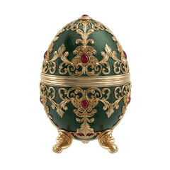 Ornate Green and Gold Faberg�-Style Egg with Ruby