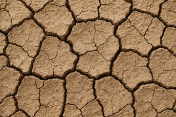 Close up shot of dry cracked earth showing drought and arid conditions