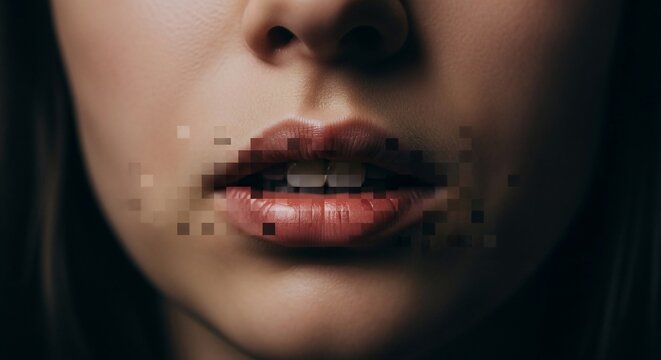 Pixelated Lips: A Close-Up Portrait of Censorship and Digital Privacy