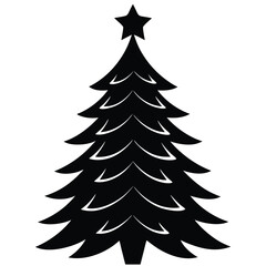 Obraz premium Elegant black and white christmas tree silhouette with star shaped treetop for holiday decorations