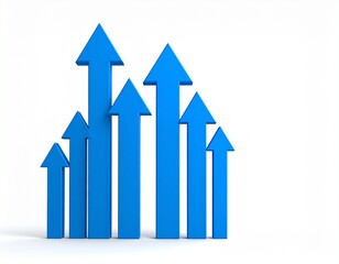 3D Blue Arrows Showing Growth