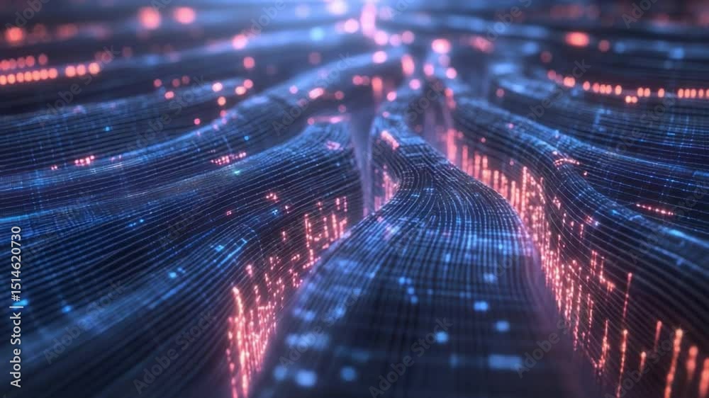 Aufkleber digital network flow: a mesmerizing display of digital pathways, vibrant with interconnected data st