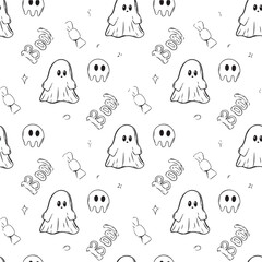 seamless pattern with ghost boo