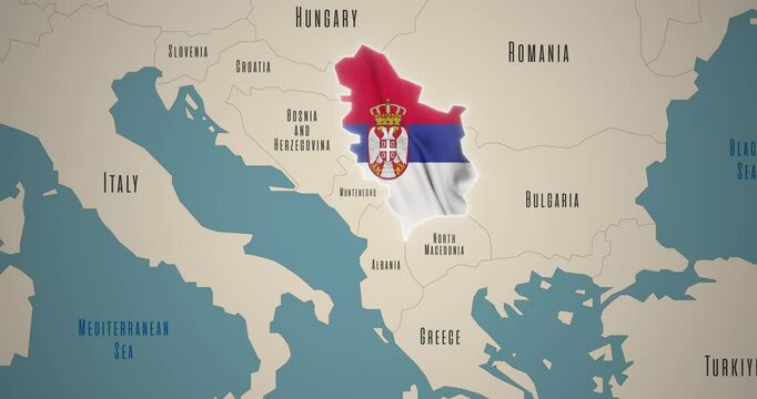 An animated map of former Yugoslavia and Serbia's separation from it.