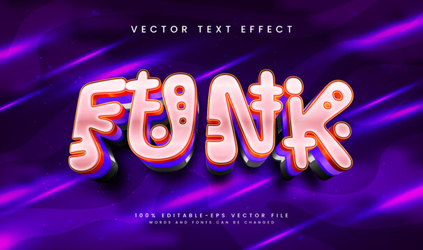 Pop funk purple, editable vector text effect. Suitable for happy time event.