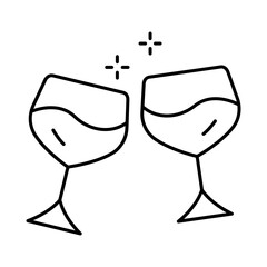 Champagne Line Editable Stroke Icon. Fast-food And Drinks Themes Vector Illustration