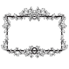 vintage baroque frame border with floral ornament