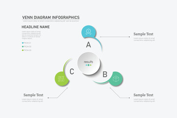 Venn diagram infographic chart template for business 3, 4 parts, options, presentation with venn diagram elements vector illustration.
