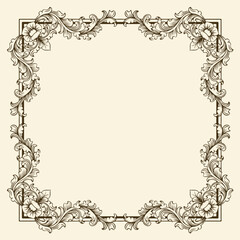 vintage baroque frame border with floral ornament