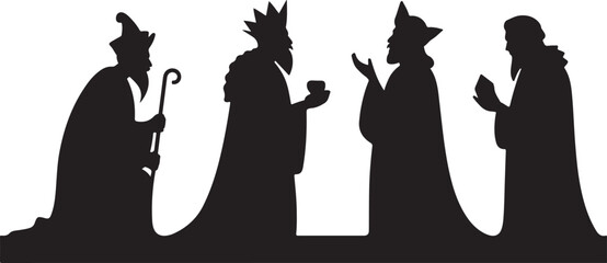 Silhouette of a Little Angel Flying with a Star