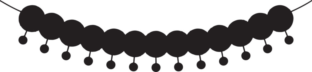 Black and White Caterpillar Garland Illustration