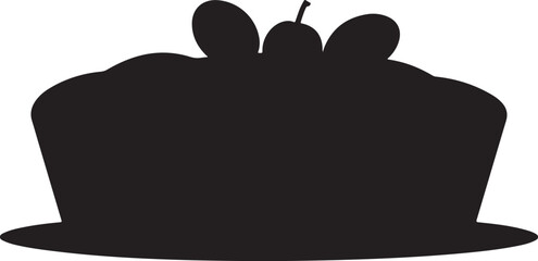 Simple Black Silhouette of a Cake with Cherries