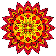 Harmonious mandala vector with sacred radial petal symmetry and traditional ornamental visual balance