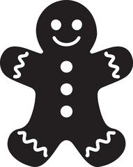 Smiling Gingerbread Man Cookie Icon Simple Design
