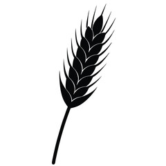 Simple Black and White Wheat Ear Illustration Agriculture, Harvest, Nature Symbol