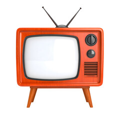 Orange retro TV set 3D Icon 