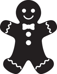 Simple Black and White Gingerbread Man Icon