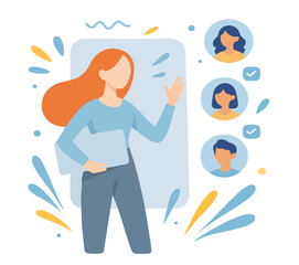 Flat Illustration Woman Candidate List for Job Vacancy Selection