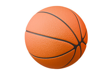 3d Close-up of a textured orange basketball with black lines on a orange background. Minimal Cartoon basketball ball icon. sport game for healthy lifestyle concept. 3d render illustration.