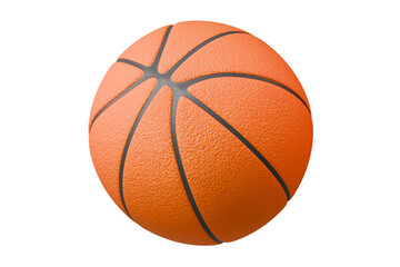 Fototapeta premium 3d Close-up of a textured orange basketball with black lines on a orange background. Minimal Cartoon basketball ball icon. sport game for healthy lifestyle concept. 3d render illustration.