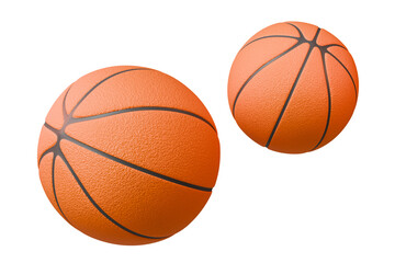 Fototapeta premium 3d Close-up of a textured orange basketball with black lines on a orange background. Minimal Cartoon basketball ball icon. sport game for healthy lifestyle concept. 3d render illustration.