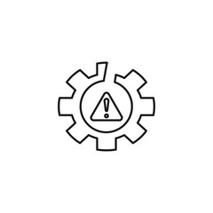 failure icon, Warning Gear Icon - Alert Symbol in Mechanical Cogwheel