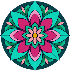 Layered petal mandala featuring calming radial balance in spiritual design with ethnic cultural harmony