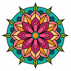 Geometric ethnic mandala with floral decorative tones and sacred petal pattern in peaceful symmetrical art