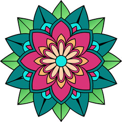 Harmonious mandala design in radiant layered petals and calming geometry for ethnic spiritual relaxation