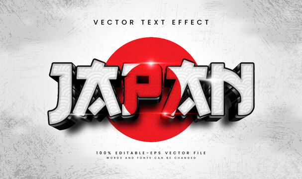 3d Japan style, editable vector text effect. Asian concept, suitable for celebrating japan event theme.