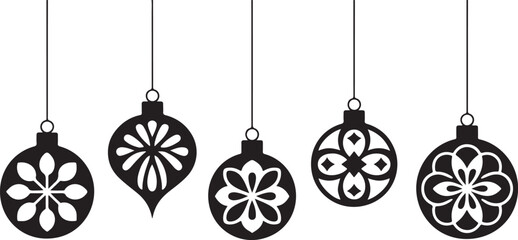 Five Elegant Black and White Christmas Ornaments