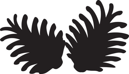Silhouette of Two Tropical Palm Fronds Design Element