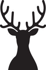 Simple Black Silhouette of a Deer Head with Antlers