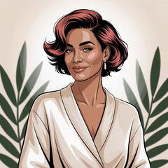 young woman with women's haircut