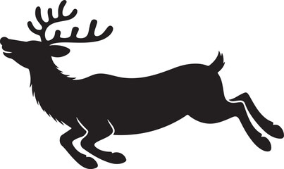Black Silhouette of a Reindeer Leaping Joyfully