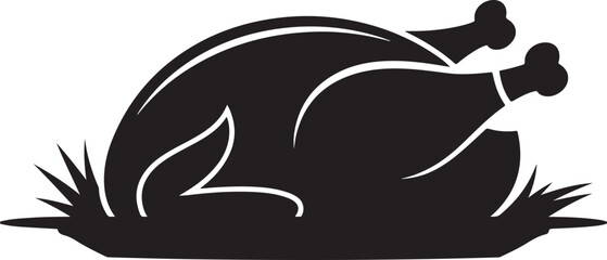 Roasted Chicken Silhouette on Serving Platter