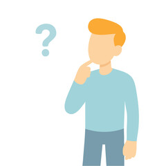 Simple Flat Character Confused Man with Question Mark Illustration