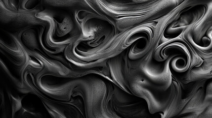 Obraz premium Monochrome ink-splash texture, swirling patterns with smoky edges